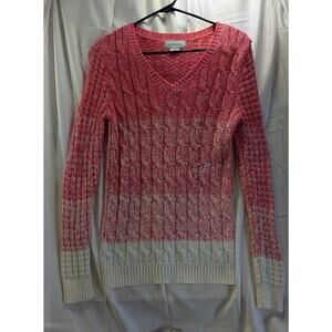 Liz Claiborne Ombre Pink V-Neck Sweater Size M Juniors
